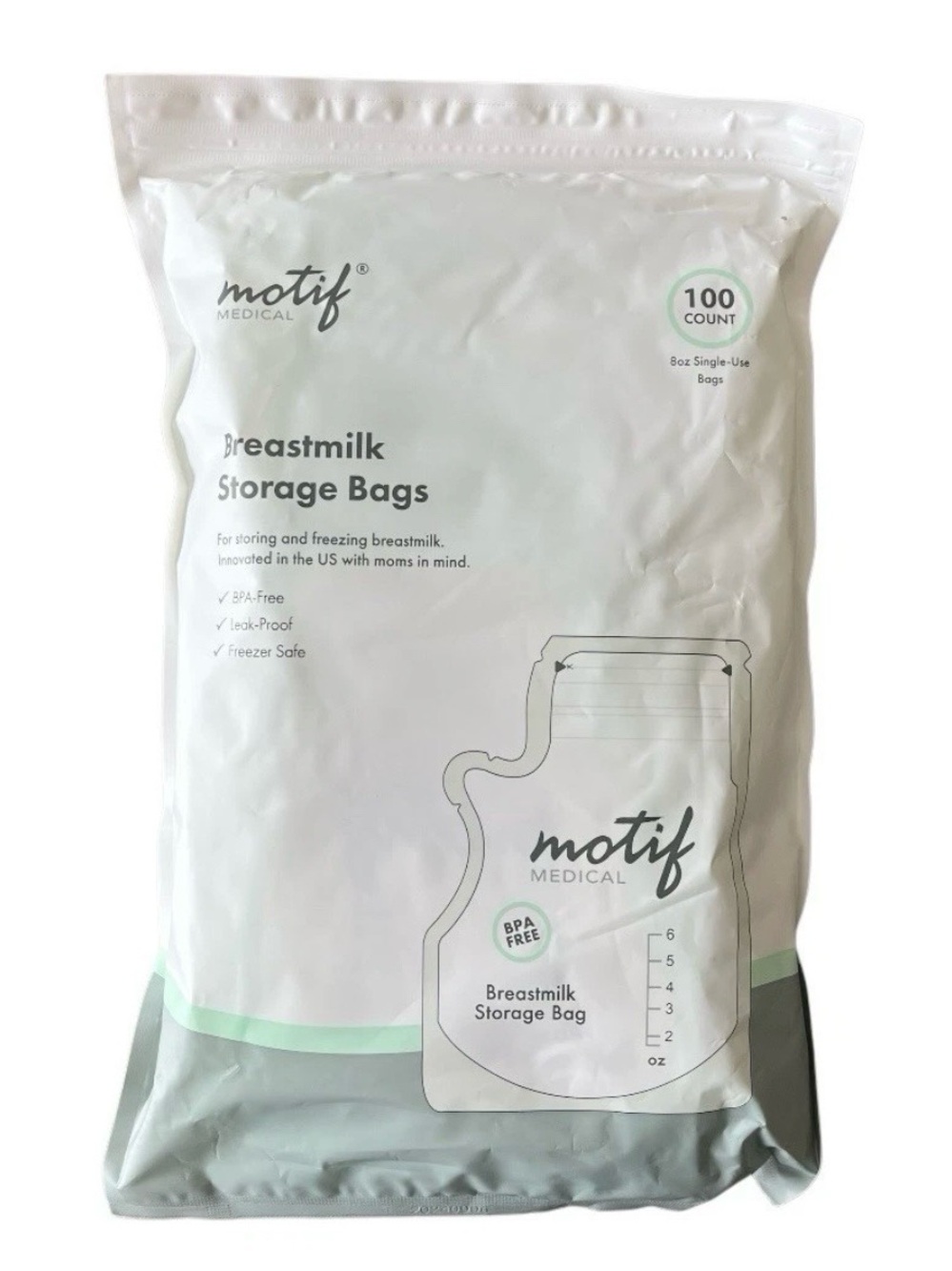 Motif Breastmilk Storage Freezer Single Use Bags 100 Ct 8oz Each BPA Free